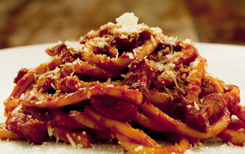 New World tomatoes meet Old World pasta in Bucatini All'Amatriciana.