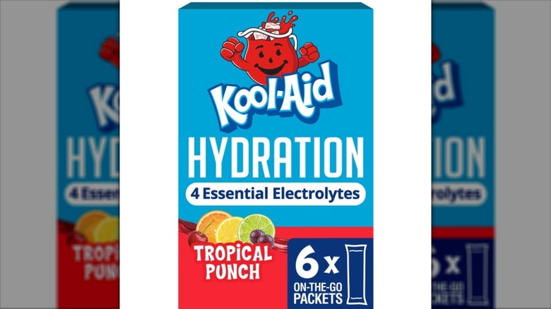 A box of Kool-Aid Hydration in Tropical Punch flavor.