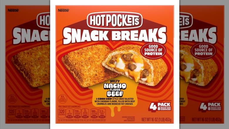 A box of Hot Pockets Snack Breaks.
