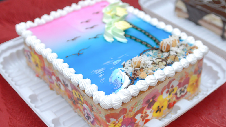 A tropical-themed cake.