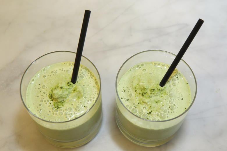 This delicious frozen shake has a coconut-milk base revved up by matcha, caffeine-kissed green tea powder.