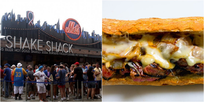 The line at Shake Shack, Pat LaFrieda's steak sandwich.