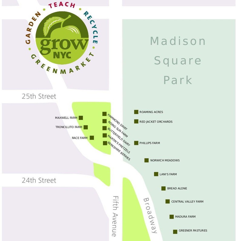 A map of the temporarily relocated Union Square Greenmarket.