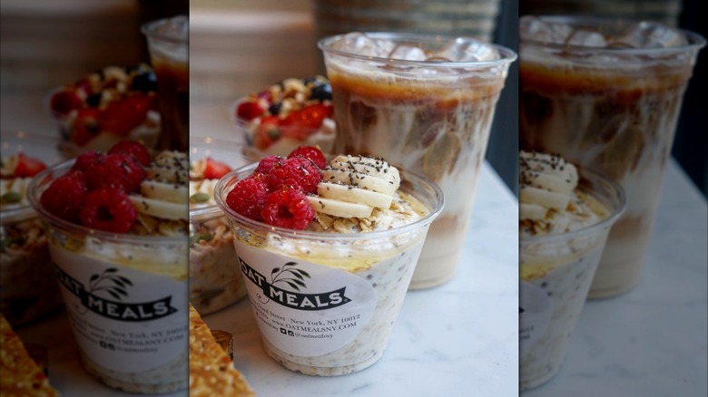 Oatmeal and a drink from OatMeals