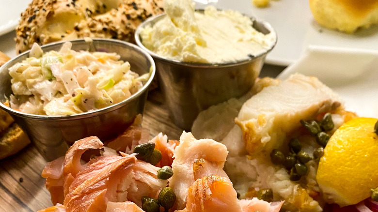 A bagel brunch spread