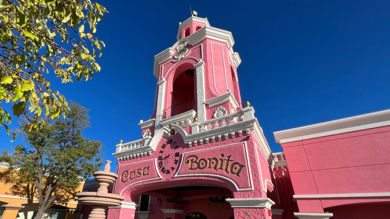 Exterior of Casa Bonita with its custom pink paint