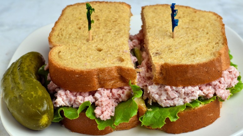 Mock ham sandwich with pickle