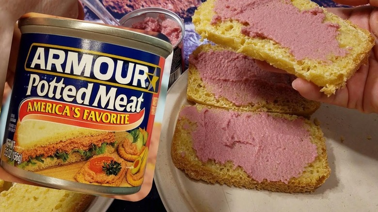 Potted meat spread on bread