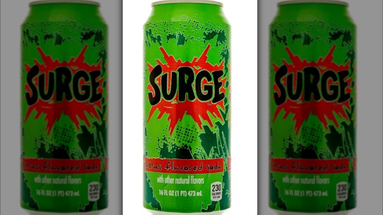 Surge soda can up close