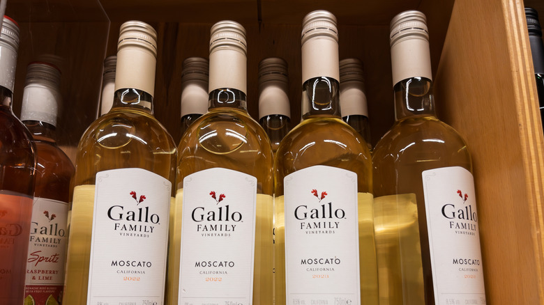 Case of Moscato wine bottles made in California