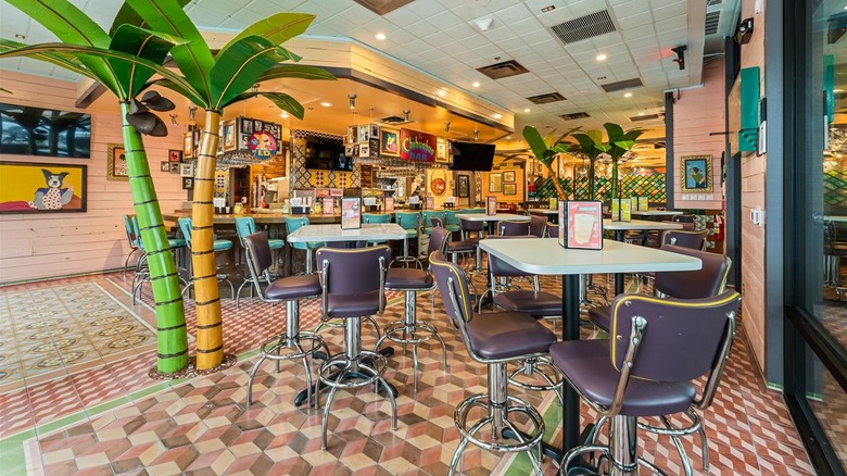 Interior of a colorful Chuy's restaurant