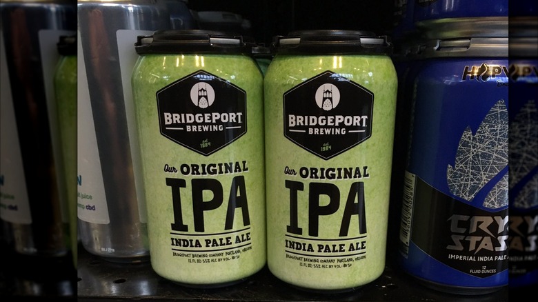 Two cans of BridgePort Brewing India Pale Ale
