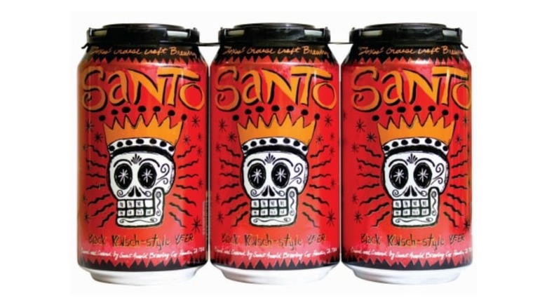 Three cans of Saint Arnold Santo