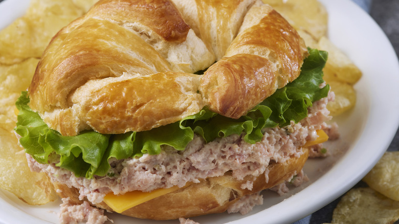 Mock ham salad on croissant