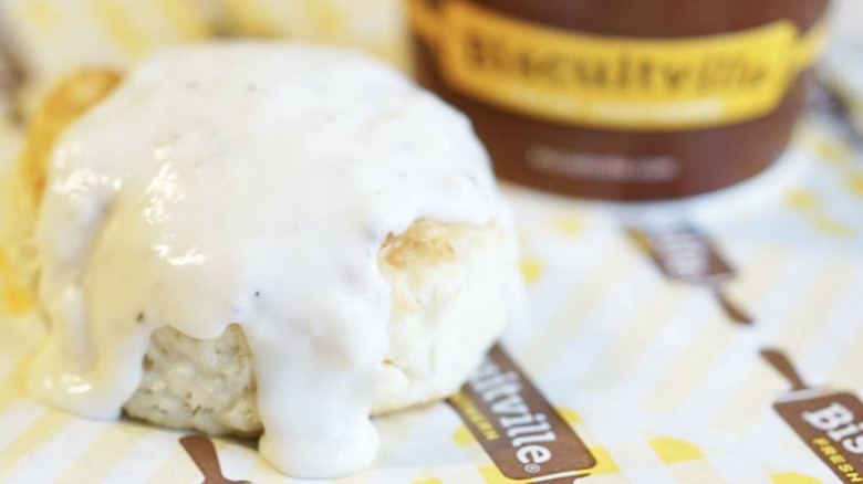 Biscuitville biscuit topped with gravy