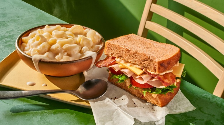 Panera mac and cheese and turkey sandwich