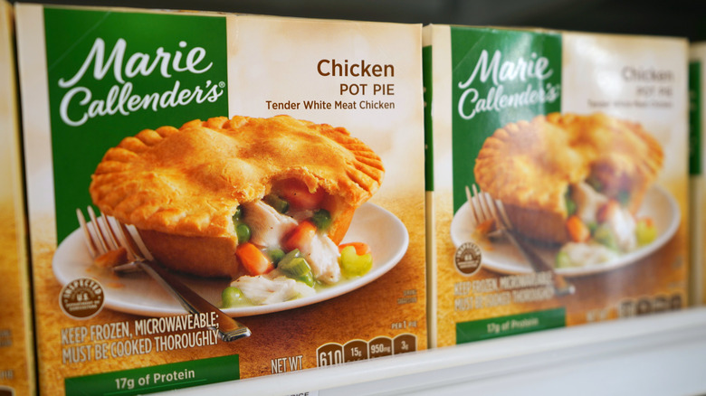 Marie Callender's Chicken Pot Pie Frozen TV Dinner Products on Shelf at Store