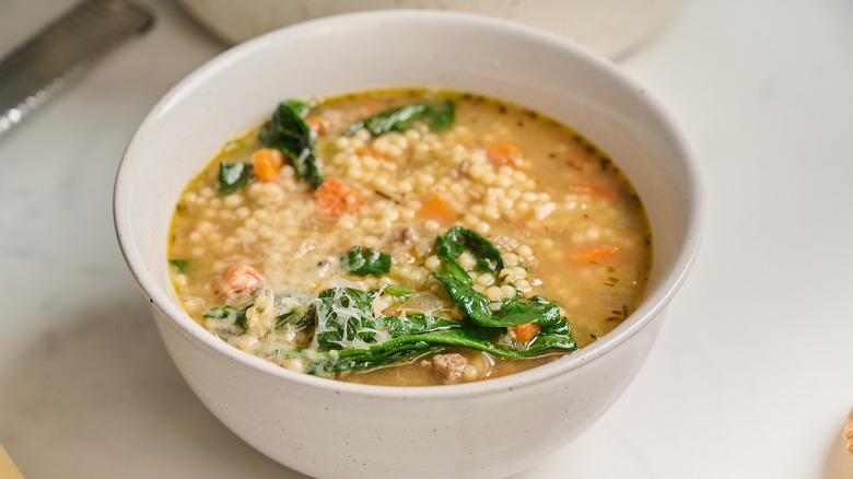 Italian wedding soup in a bowl