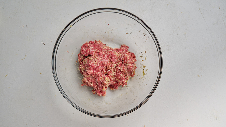 meatball ingredients mixed in a bowl
