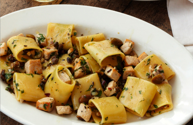 Paccheri Pasta With Swordfish, Olives, Capers And Mint Recipe