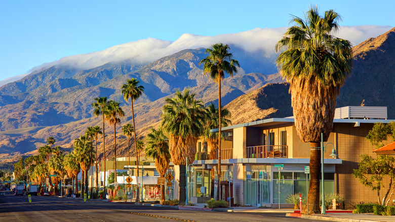 Palm Spring, California on a sunny day, with the foothills in the background