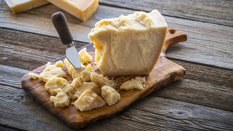 Parmesan on a wooden board