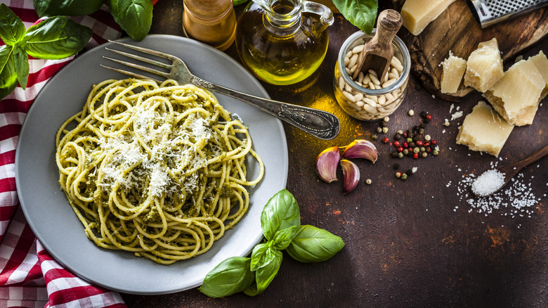 A plate of pasta with parmesan