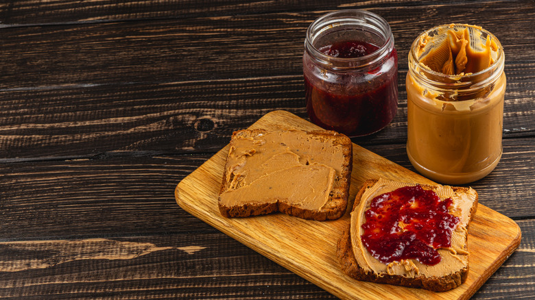 A peanut butter and jelly sandwich.