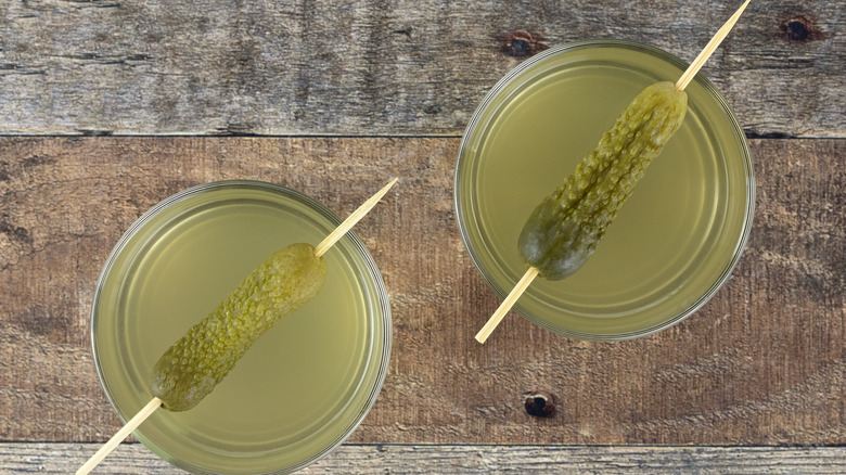 Pickle brine in two glasses