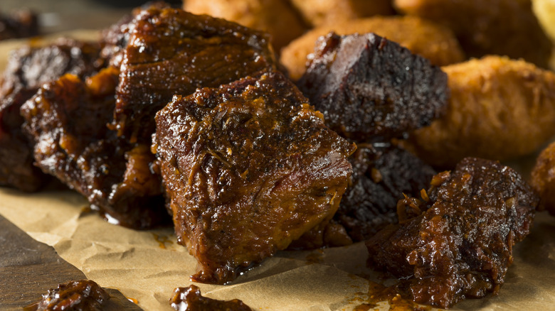 Smoked burnt ends made from brisket