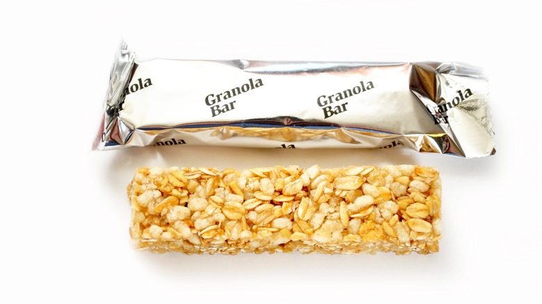 Packaged granola bar with and without wrapper
