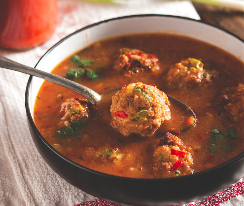 Pork And Chorizo Meatballs With Pozole Broth Recipe