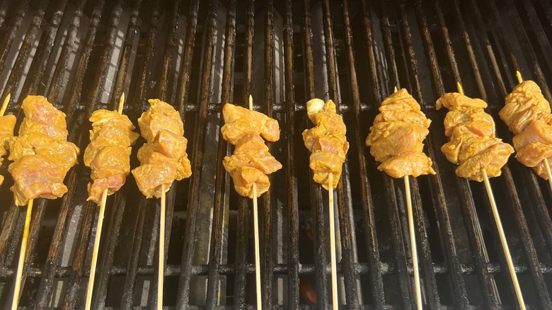 grilling pork skewers