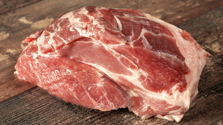 Whole raw pork butt