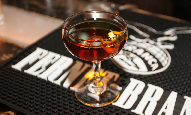 The Fernet-inspired cocktail balances sour citrus with soft sweetness.