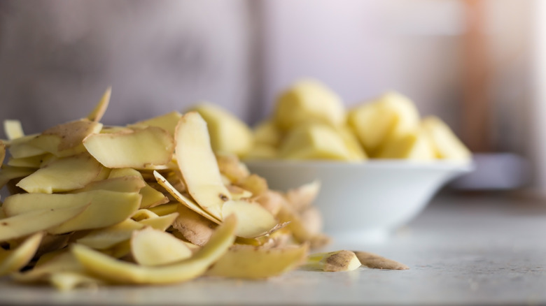 pile of potato peels