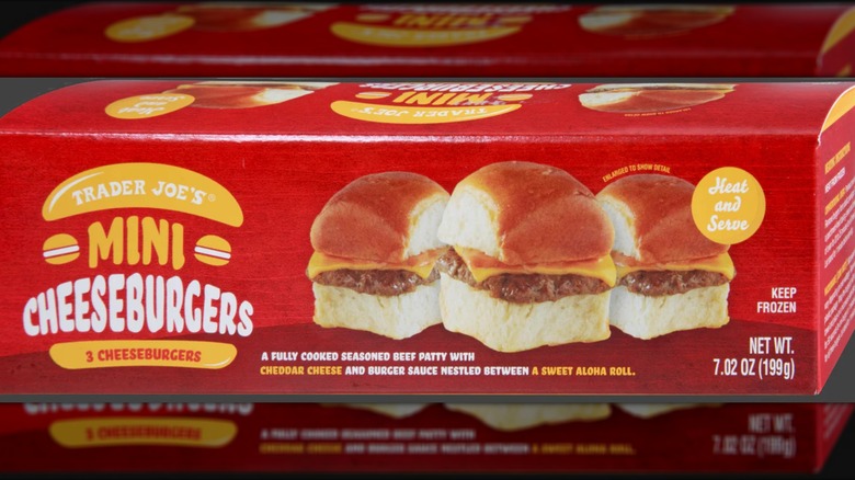 A box of Trader Joe's Mini Cheeseburgers