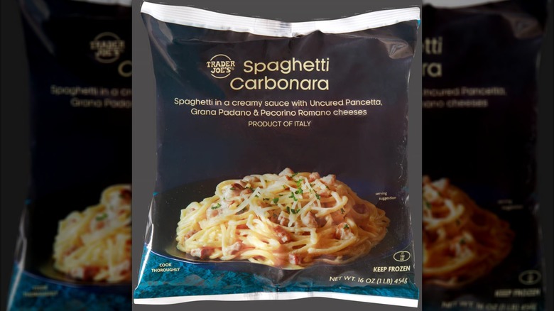 A package of Trader Joe's Spaghetti Carbonara