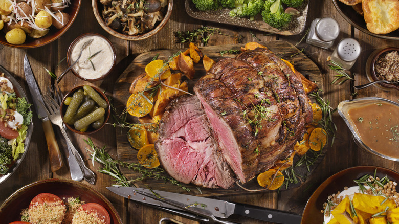 prime rib with sides