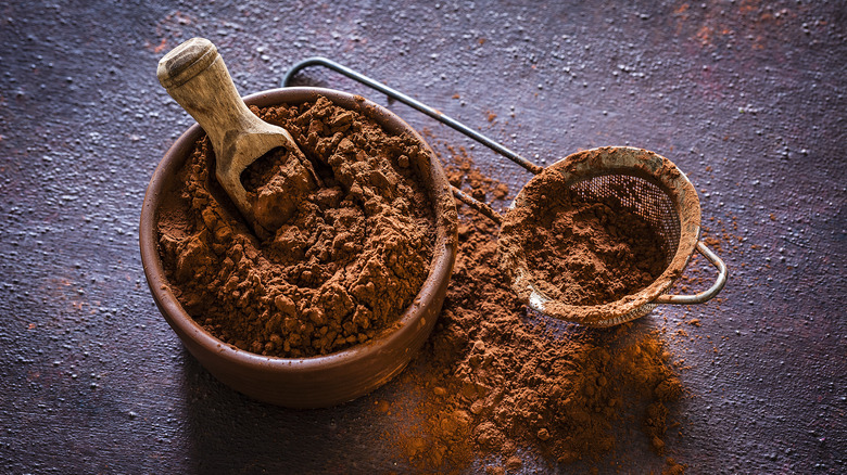 Powdered cacao in bowl