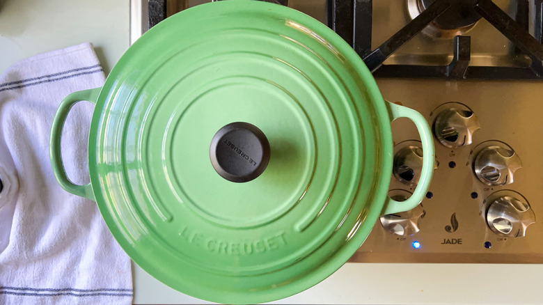 Covered pot on stove