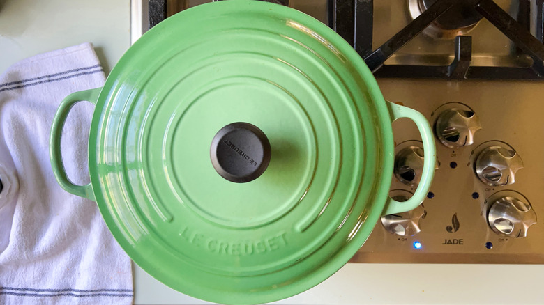 Covered pot on stove