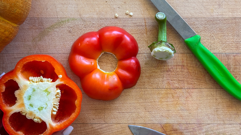 stem removed from bell pepper