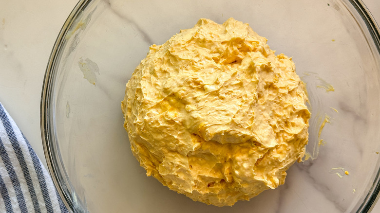 Cheese ball mixture in bowl