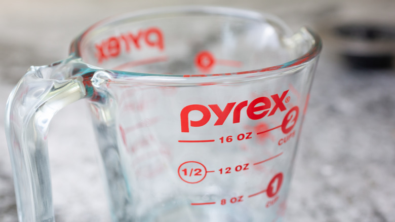 A Pyrex measuring jug.