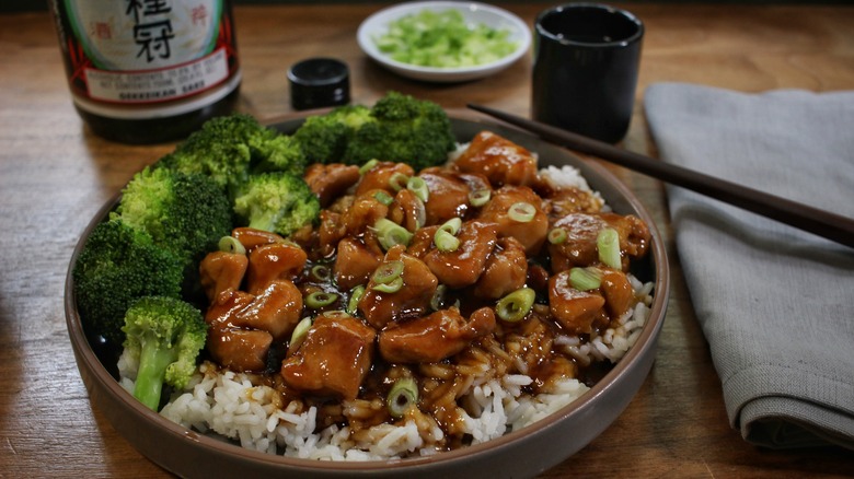 teriyaki chicken broccoli rice dish