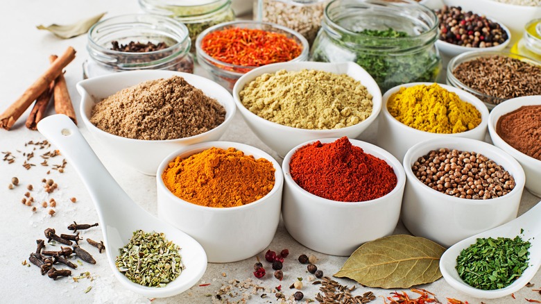 Ceramic bowls of spices