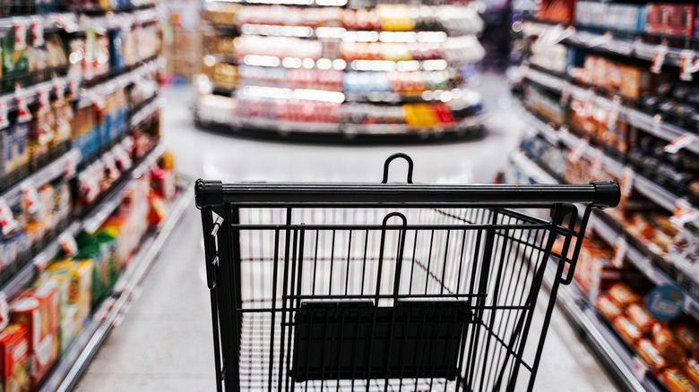 Shopping cart in grocery store