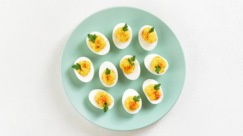 Plate of deviled eggs