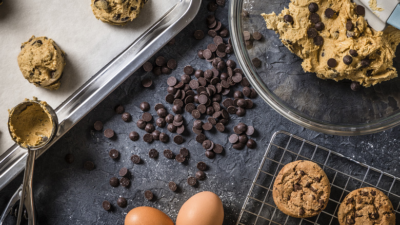 Chocolate chips and cookie dough